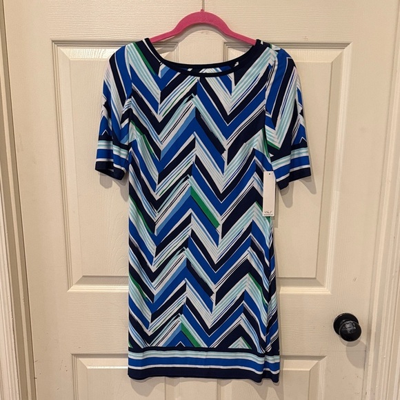 Eliza J NWT blue/green shift dress, size 6 - Picture 2 of 8